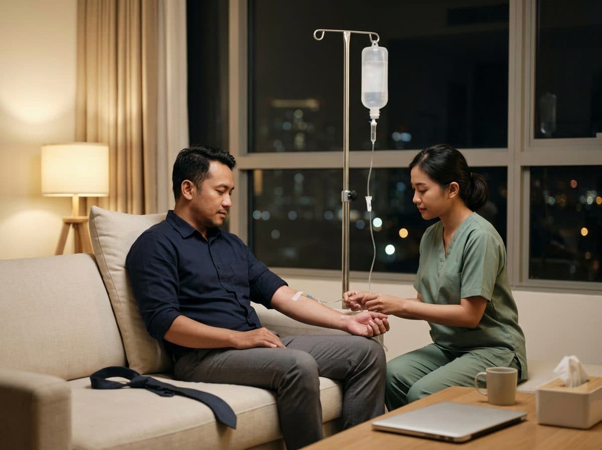 Sesi vitamin drip di penghujung hari kerja