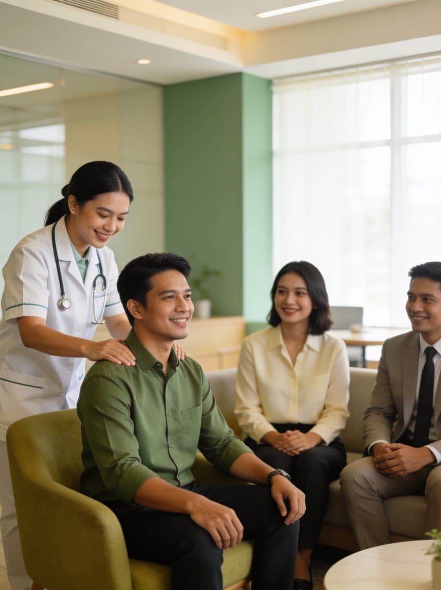 Sesi wellness korporat Recovera bersama tim medis di kantor