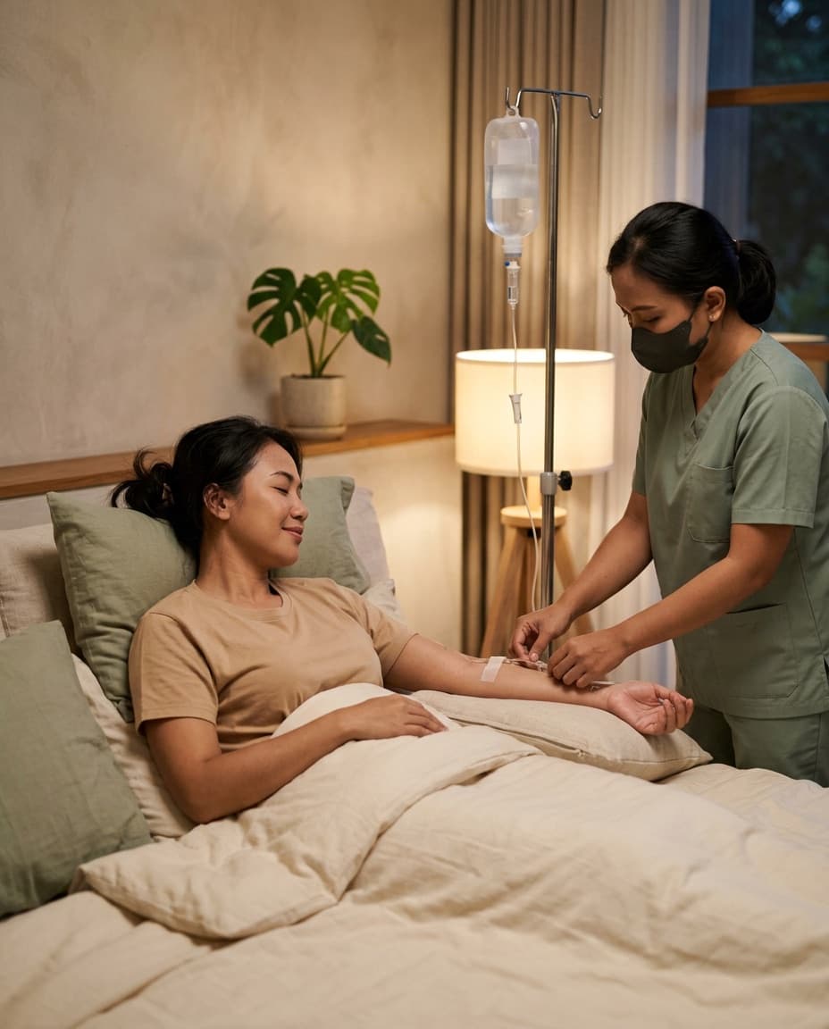 Perempuan merasa lebih lega saat menerima Relief Drip dari tenaga medis